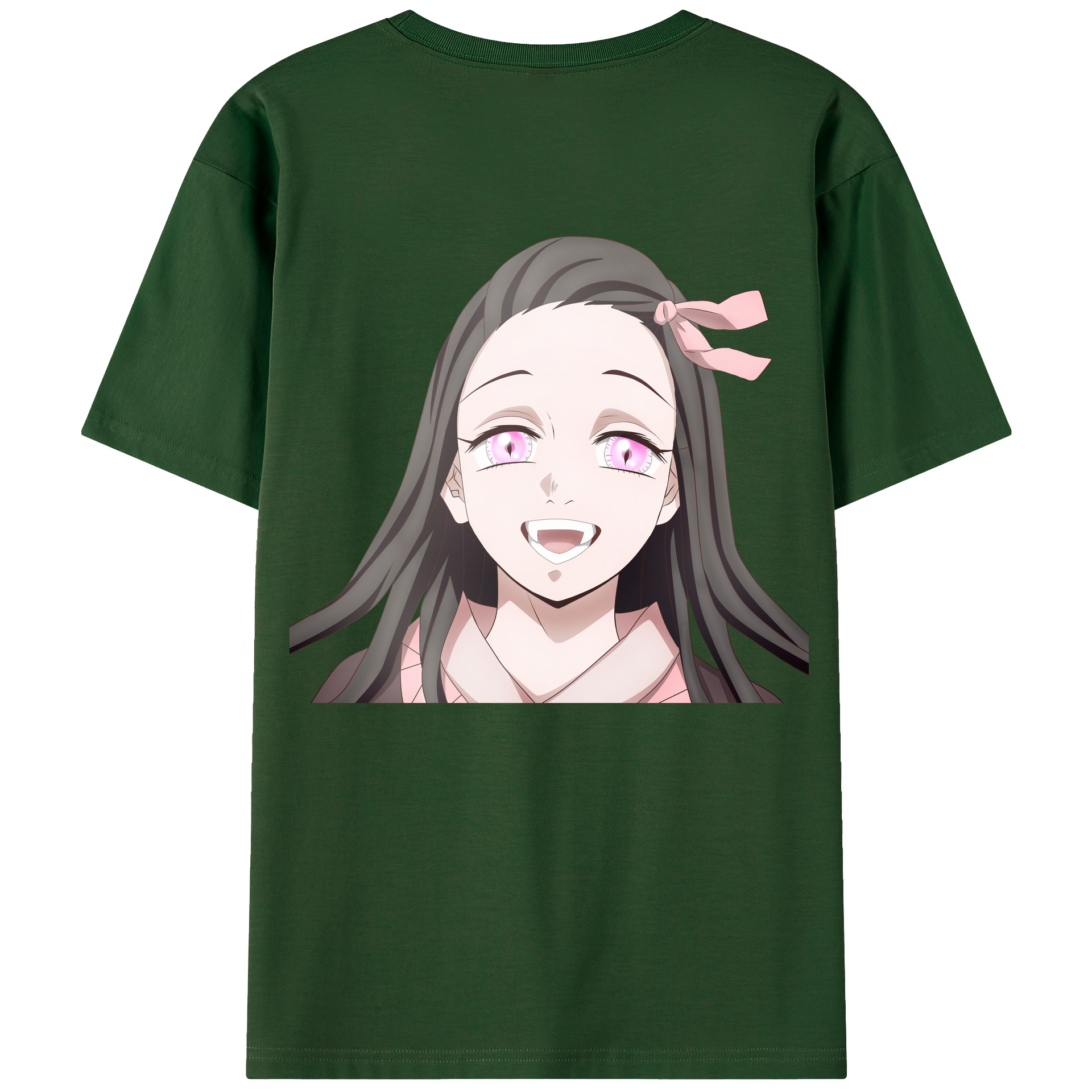 （画像用） 鬼滅の刃（きめつのやいば）竈門 禰󠄀豆子／かまど ねずこ Kamado Nezuko 綿100％半袖Tシャツ（背面プリント）
